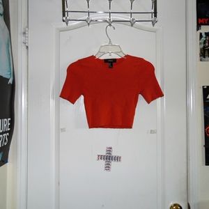 USED Forever 21: Dark Orange Crop Shirt
